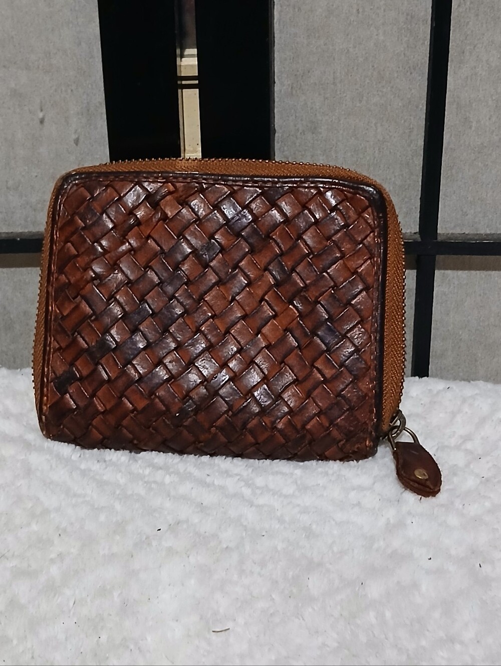 Marta Ponti VintageWoven Leather Zip Wallet - Brown